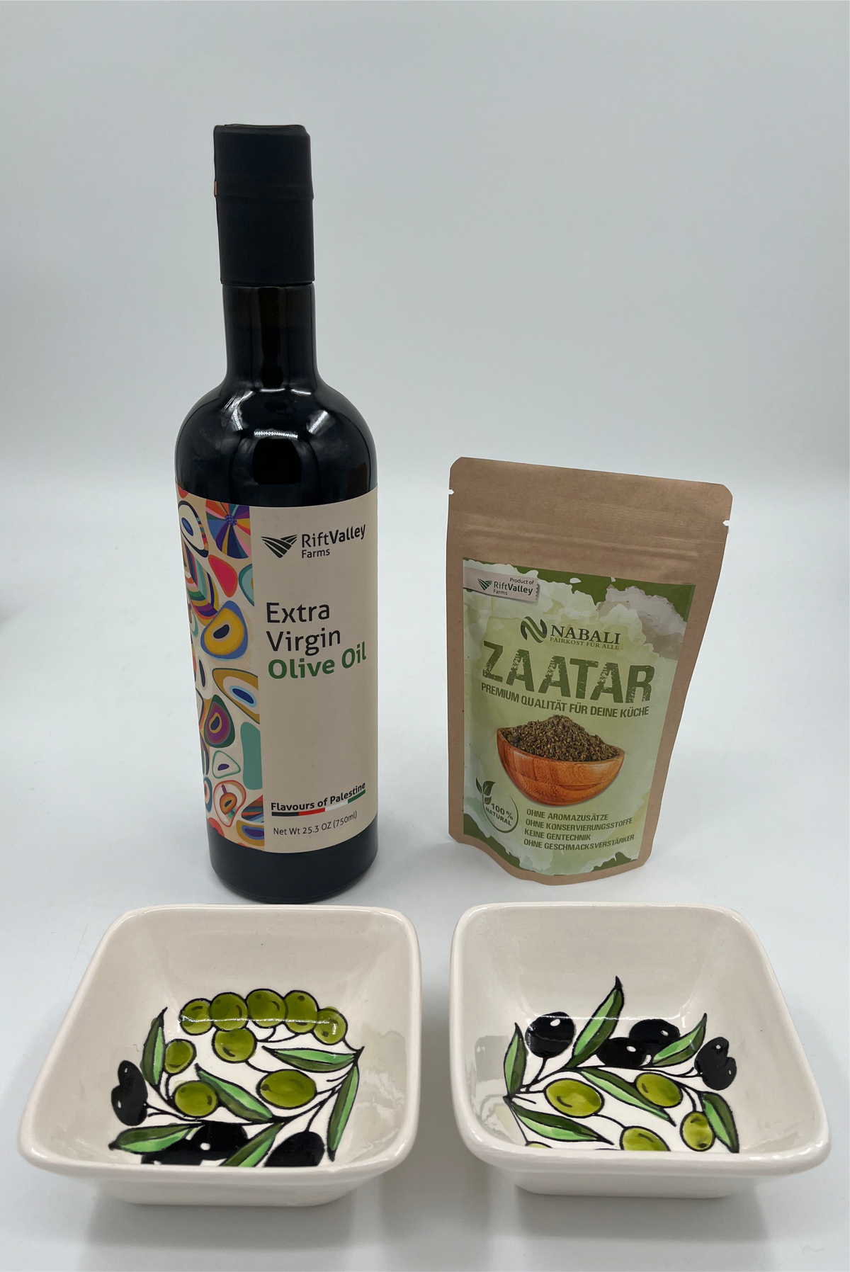 Olivenöl, Zaatar & 2 Keramikschalen