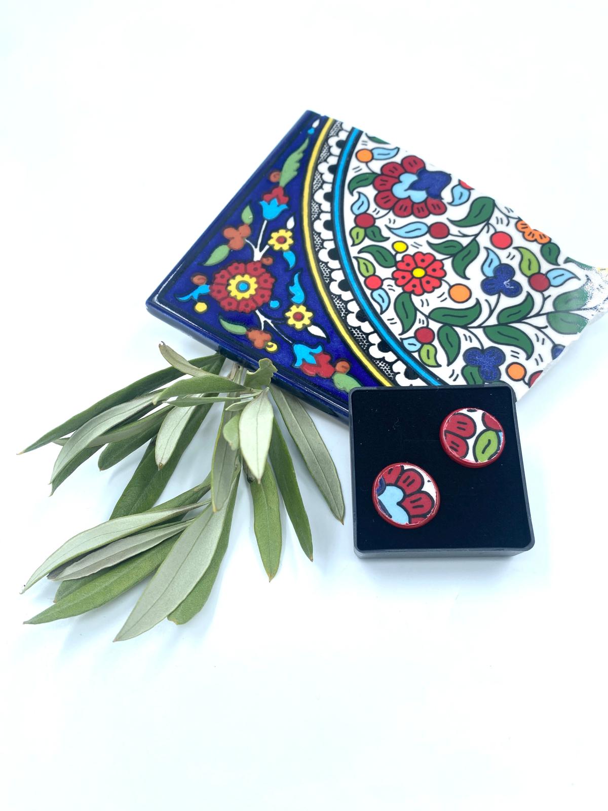 Handmade Al-khalil earrings, red 16 mm