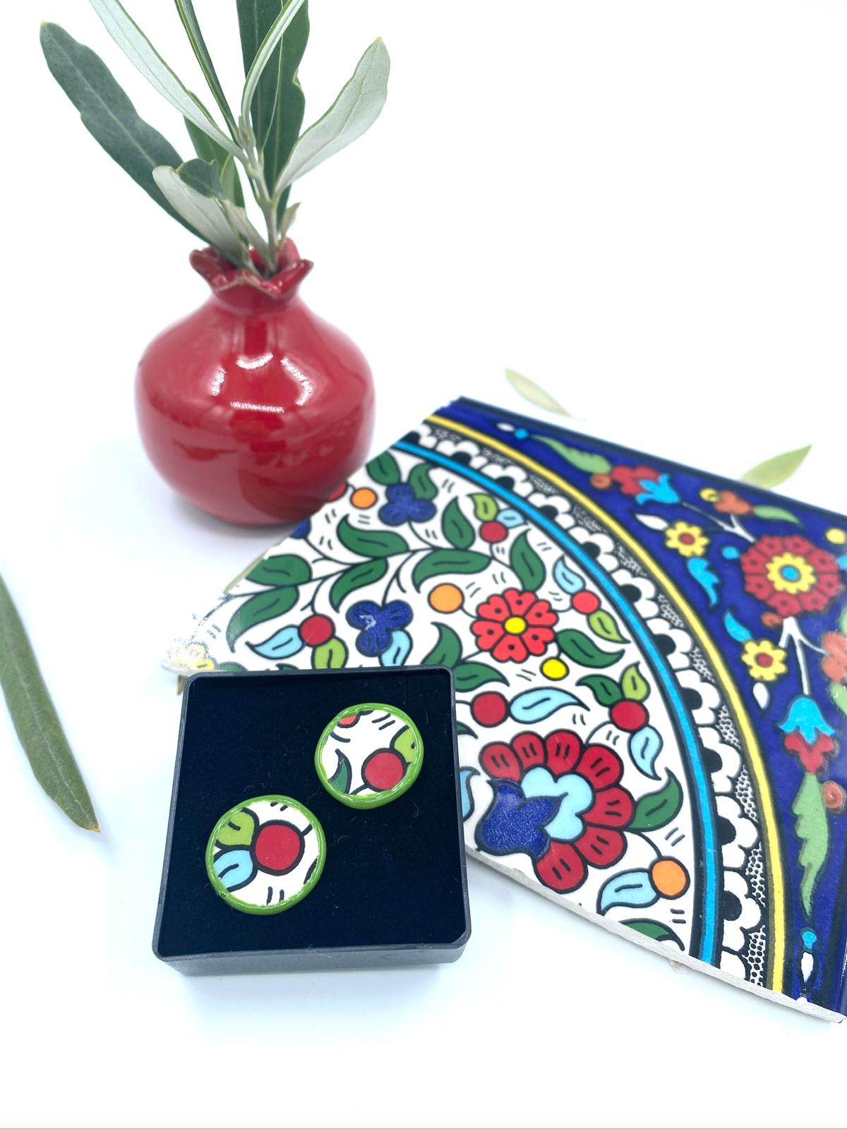 Handmade Al-khalil earrings, red 16 mm