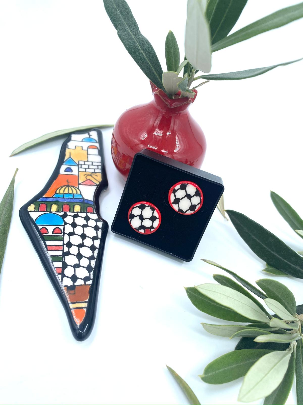 Handmade Al-khalil earrings, red 16 mm