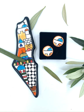 Handmade Al-khalil earrings, red 16 mm