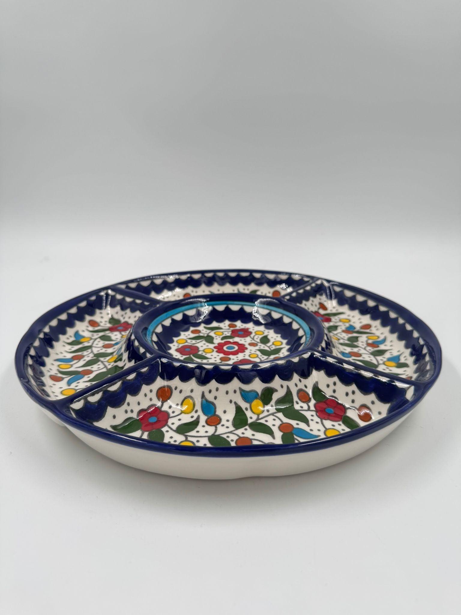 Plat de service palestinien traditionnel à 5 compartiments-30 cm