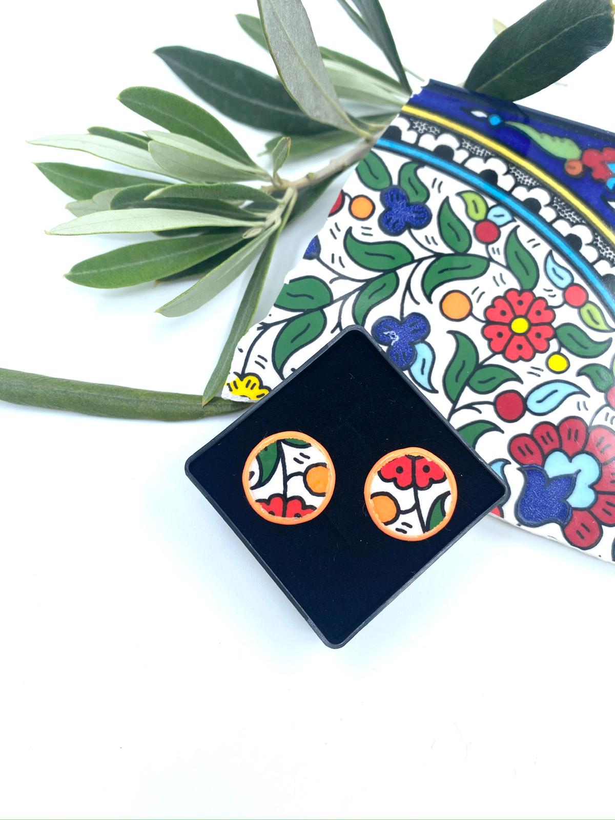 Handmade Al-khalil earrings, red 16 mm