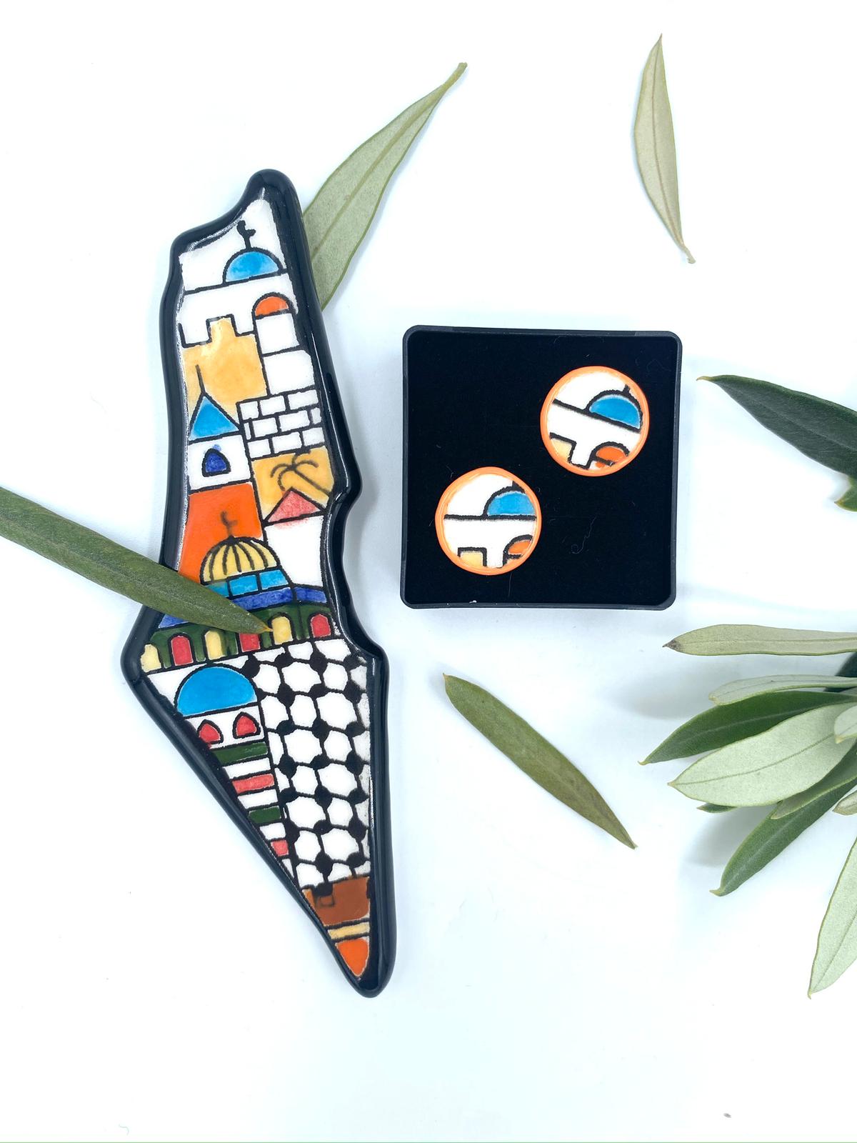 Handmade Al-khalil earrings, red 16 mm